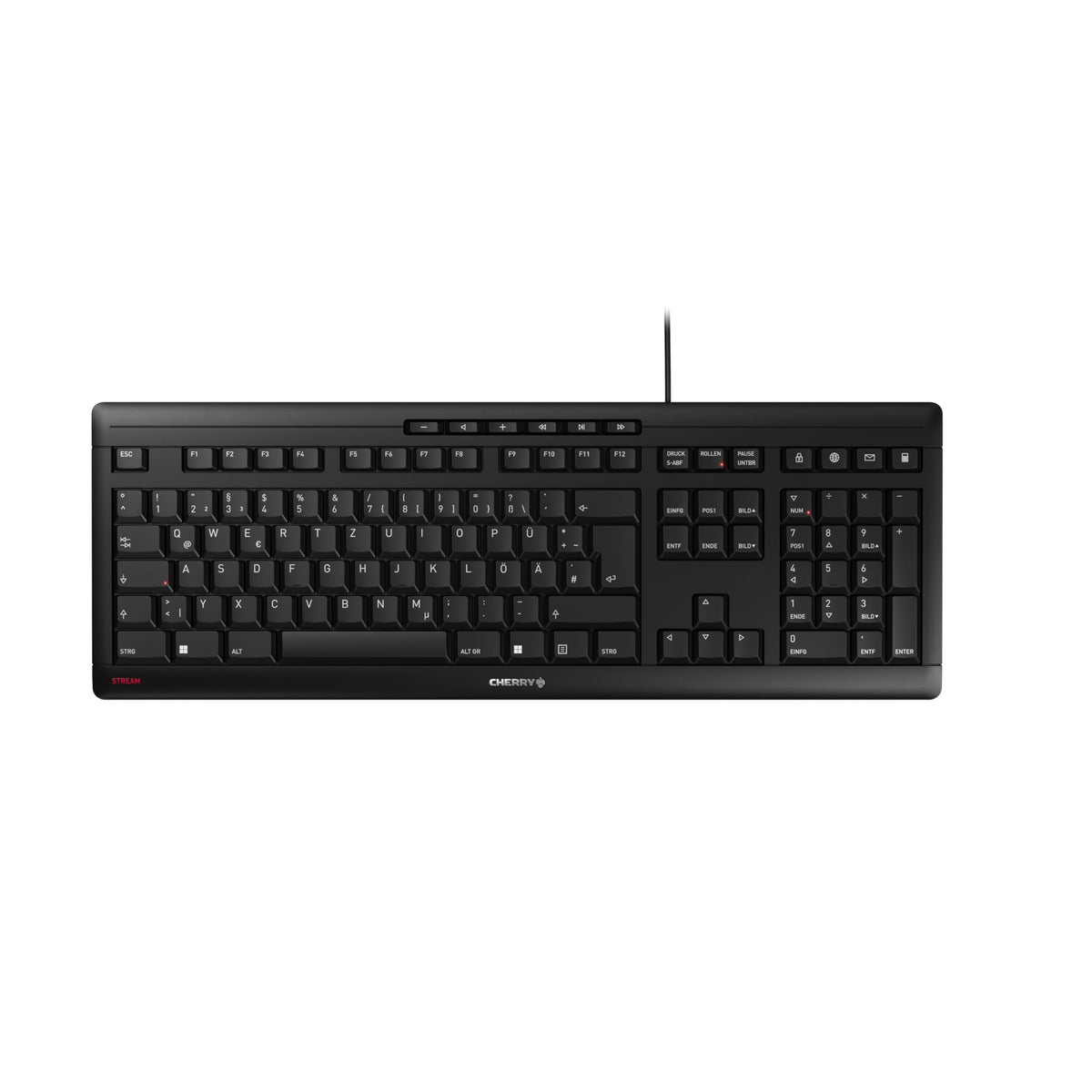CHERRY Stream Keyboard, Kabelgebundene Tastatur, Deutsch QWERTZ, Schwarz