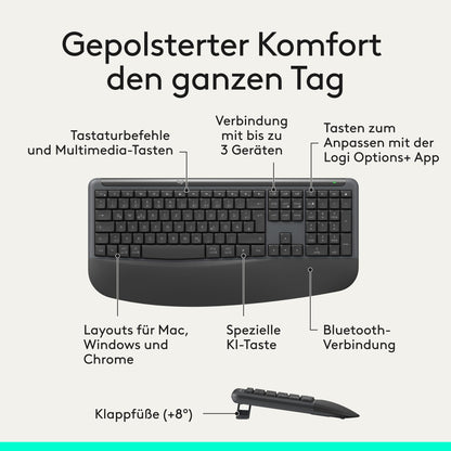 Logitech Signature Comfort Plus Combo MK880, kabelloses Tastatur-Maus-Set