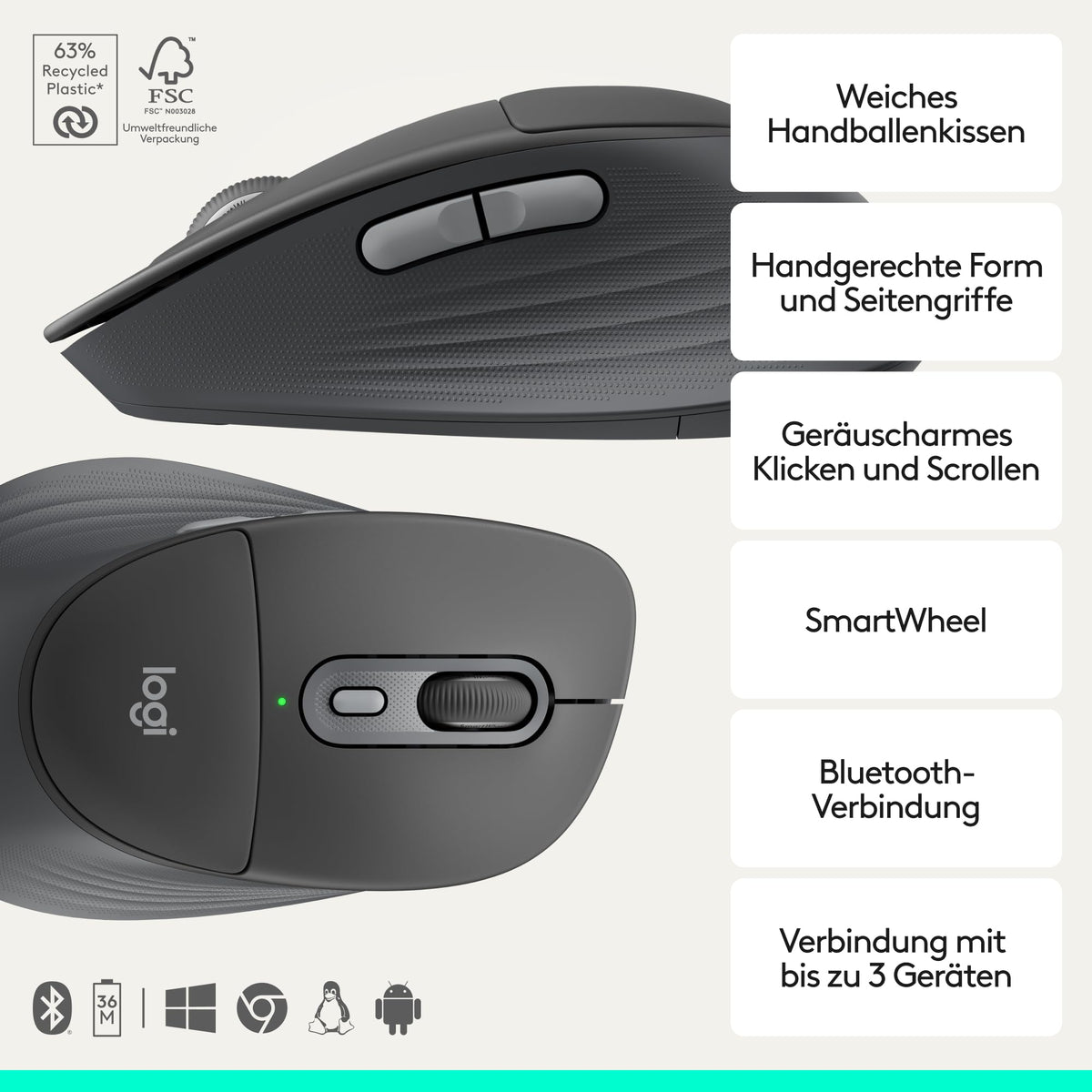 Logitech Signature Comfort Plus Combo MK880, kabelloses Tastatur-Maus-Set